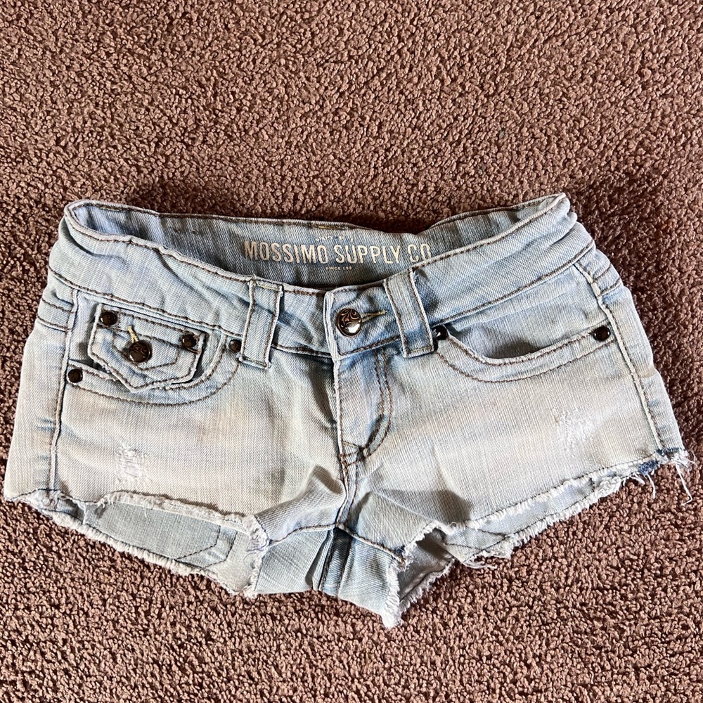 Mossimo Supply Co. Light Blue Distressed Denim Cutoff Shorts